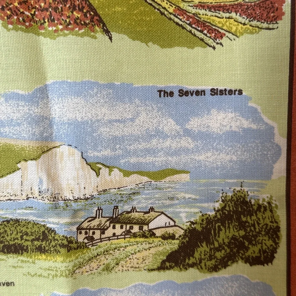 Vintage Alfriston England Souvenir Tea Towel 100% Cotton 30
